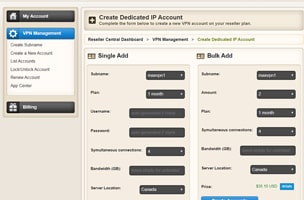 RapidVPN Reseller Control Panel - Screen 3