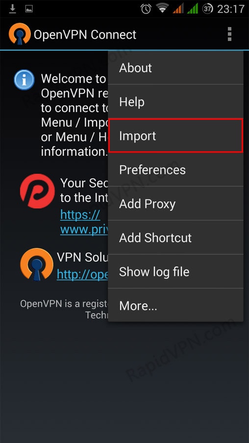 OpenVPN connection on Android - Step 5