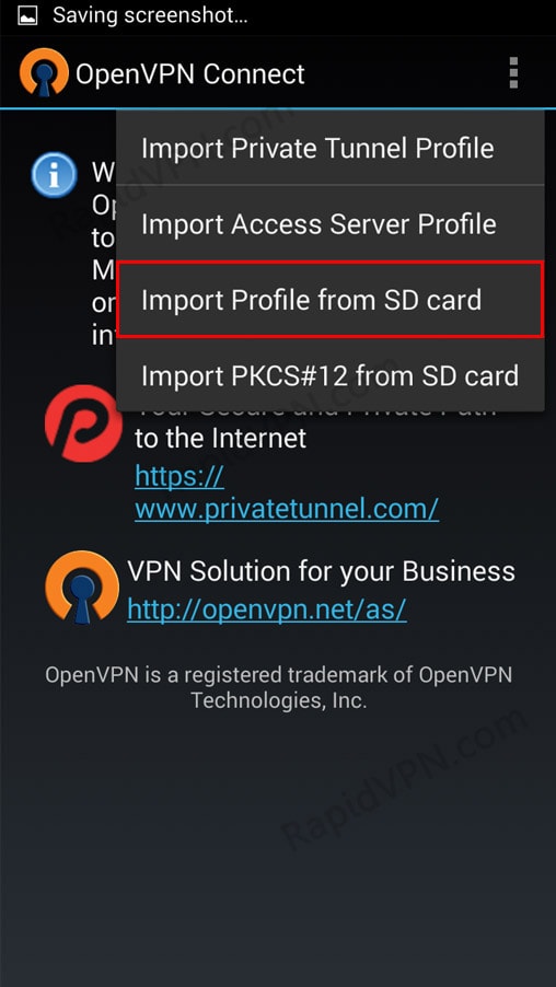 OpenVPN connection on Android - Step 6