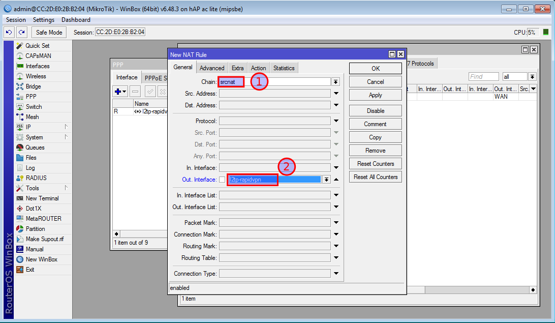 L2TP VPN MikroTik router with Winbox - Step 1.2