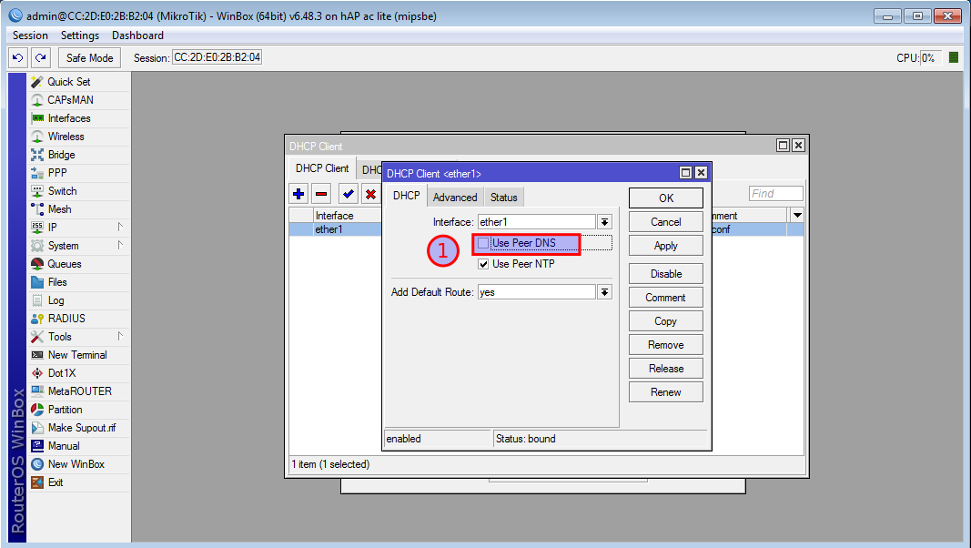 L2TP VPN MikroTik router with Winbox - Step 1.2