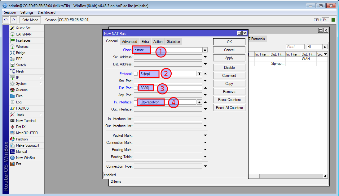 L2TP VPN MikroTik router with Winbox - Step 3.1.2