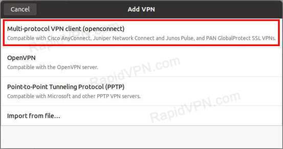 How to install AnyConnect in Ubuntu GUI - Step 3
