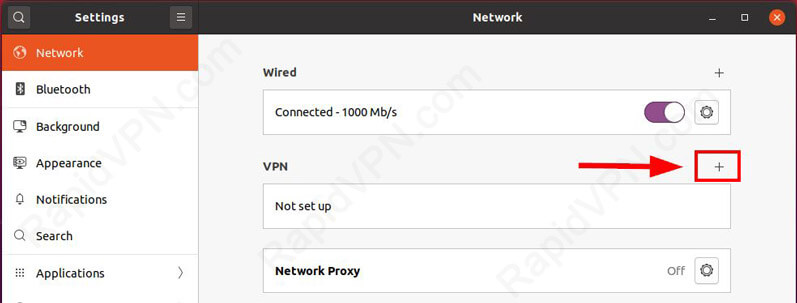 PPTP VPN connection on Ubuntu 20.x - Step 2