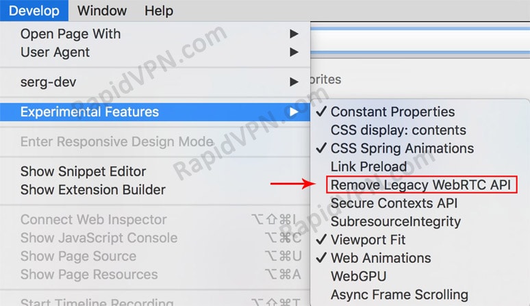 How to fix WebRTC Leak in Safari on macOS - step 3